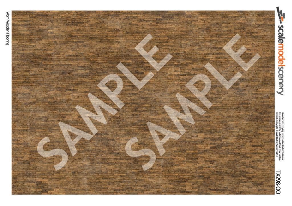 Scale Model Scenery TX298 Worn Wooden Flooring Texture Paper (Pk 5) OO/HO Gauge