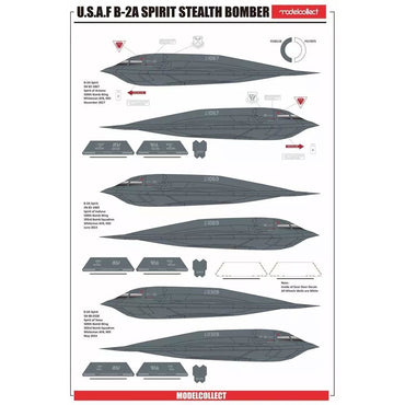 ModelCollect UA72206 USAF B-2A Spirit Stealth Bomber w/MOP GBU-57 1:72 Model Kit