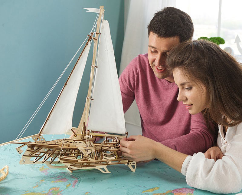 UGEARS Trimaran Merihobus Mechanical Wooden Model Kit 70059