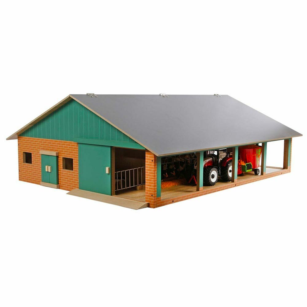 Kids Globe Wooden Cow Milking Parlour Cattle Shed Farm Toy 1:32 Wood Building