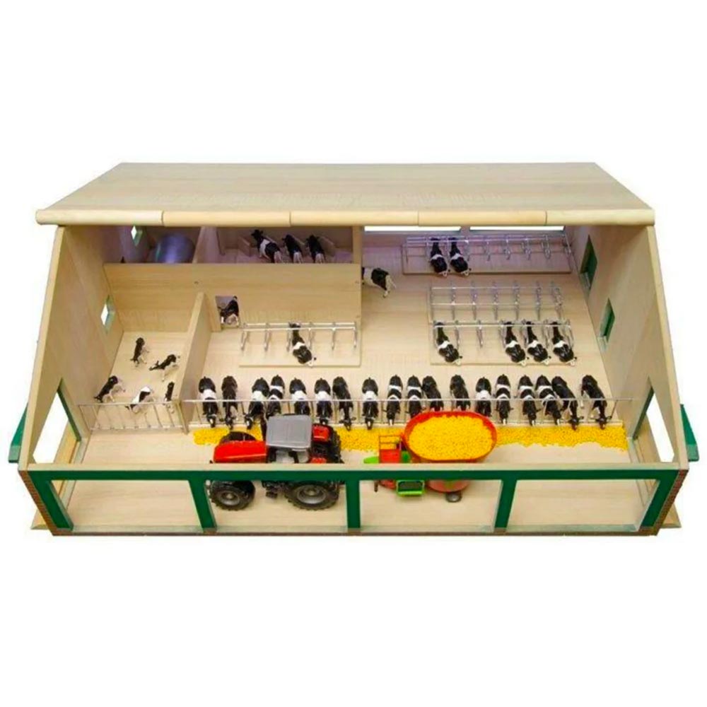 Kids Globe Wooden Cow Milking Parlour Cattle Shed Farm Toy 1:32 Wood Building