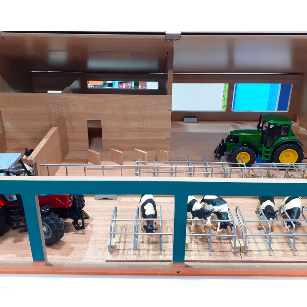 Kids Globe Wooden Cow Milking Parlour Cattle Shed Farm Toy 1:32 Wood Building