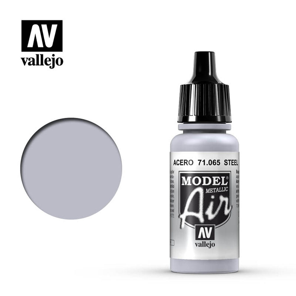 Vallejo Model Air - Steel (Metallic) 18ml Model Paint 71065
