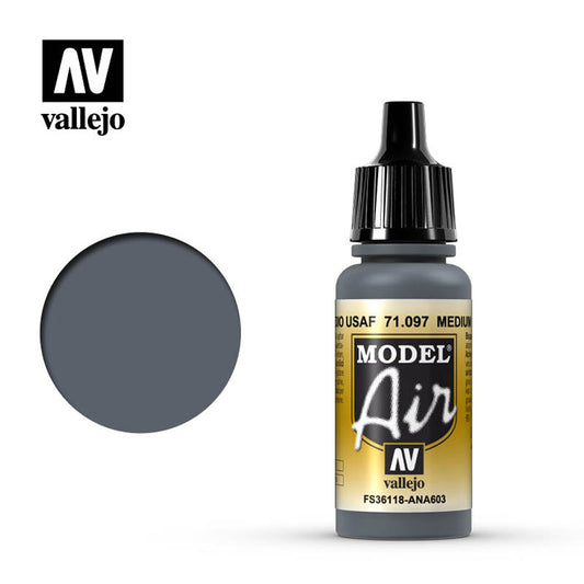 Vallejo Model Air - Medium Gunship Gray 18ml Model Paint 71097
