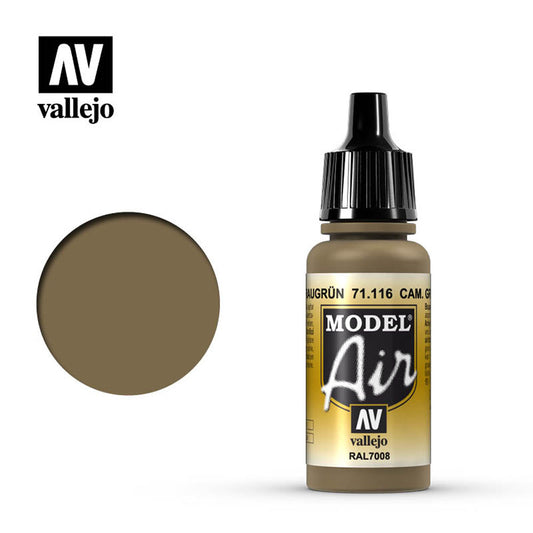 Vallejo Model Air - Camouflage Grey Green RAL7008 18ml Model Paint 71116