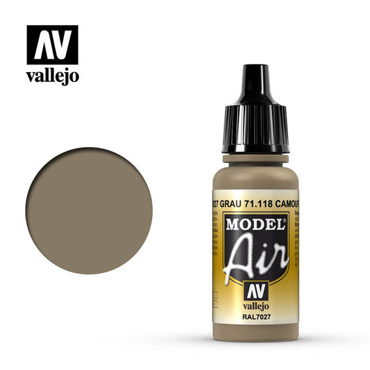 Vallejo Model Air - Camouflage Grey RAL7027 18ml Model Paint 71118