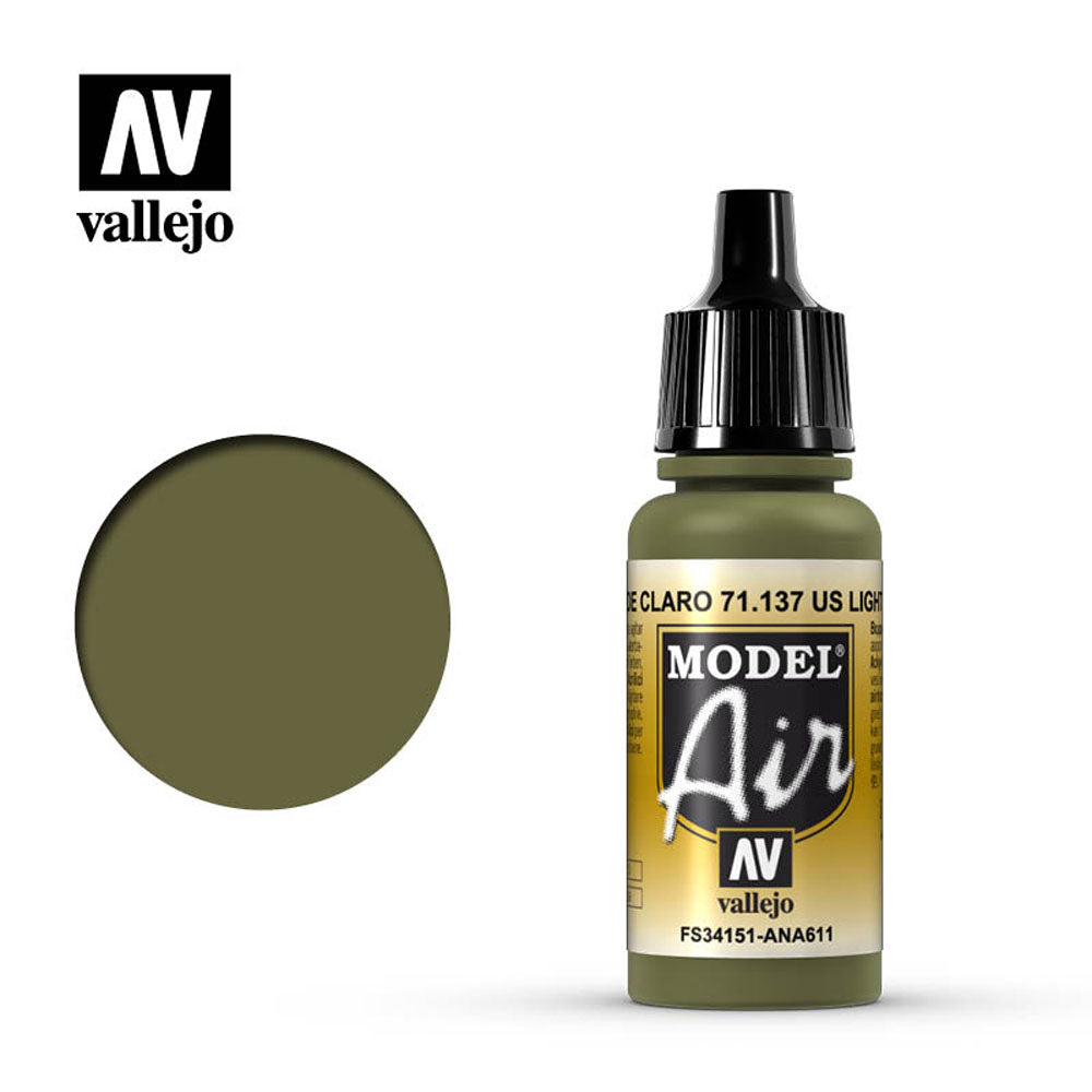 Vallejo Model Air - US Light Green (FS34151) 18ml Model Paint 71137