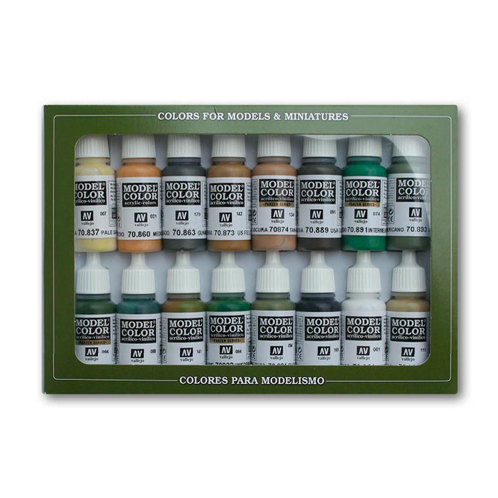 Vallejo 70109 Allied Forces WWII Model Colour Paint Set 16x 18ml Bottles