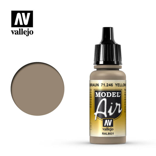 Vallejo Model Air - Yellow Brown 18ml Model Paint 71246