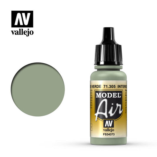 Vallejo Model Air - Interior Grey Green 18ml Model Paint 71305