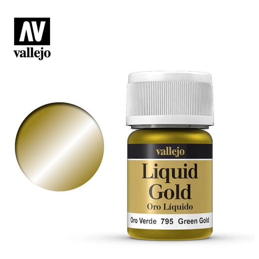 Vallejo 795 Liquid Green Gold Metallic 35ml Paint Bottle