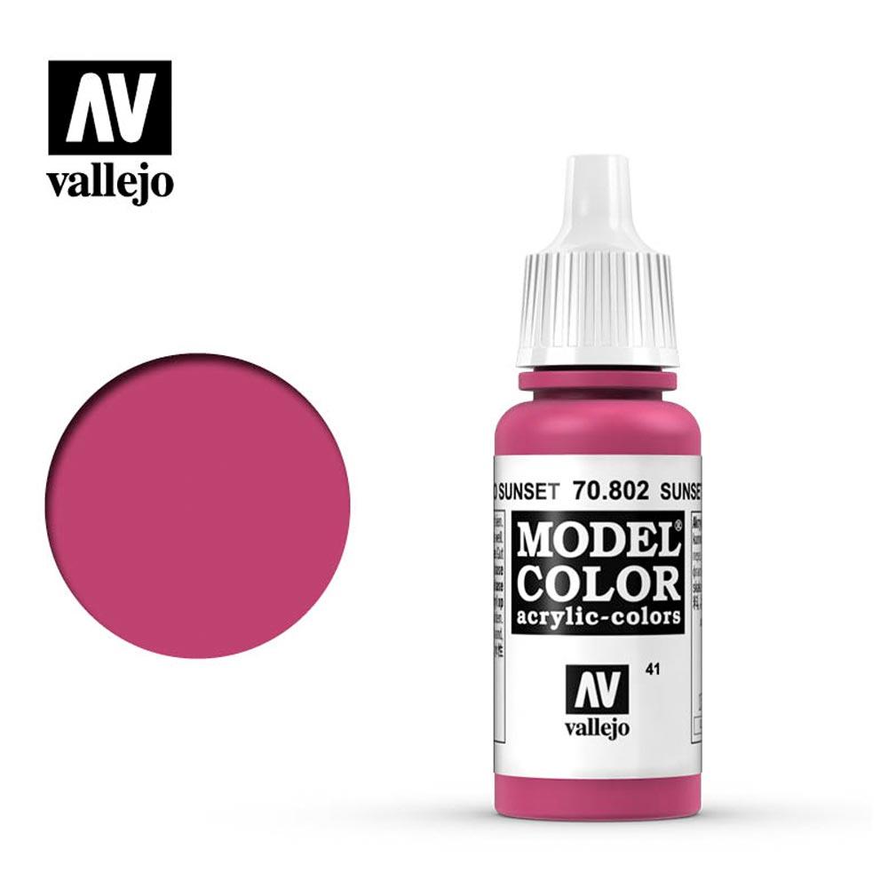 Vallejo 802 Model Colour Sunset Red 18ml Paint Dropper Bottle