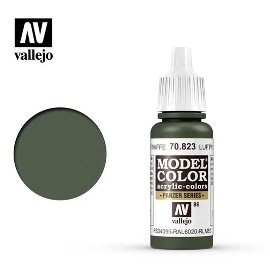 Vallejo 823 Model Colour Luftwaffe Camouflage Green 18ml Paint Dropper Bottle
