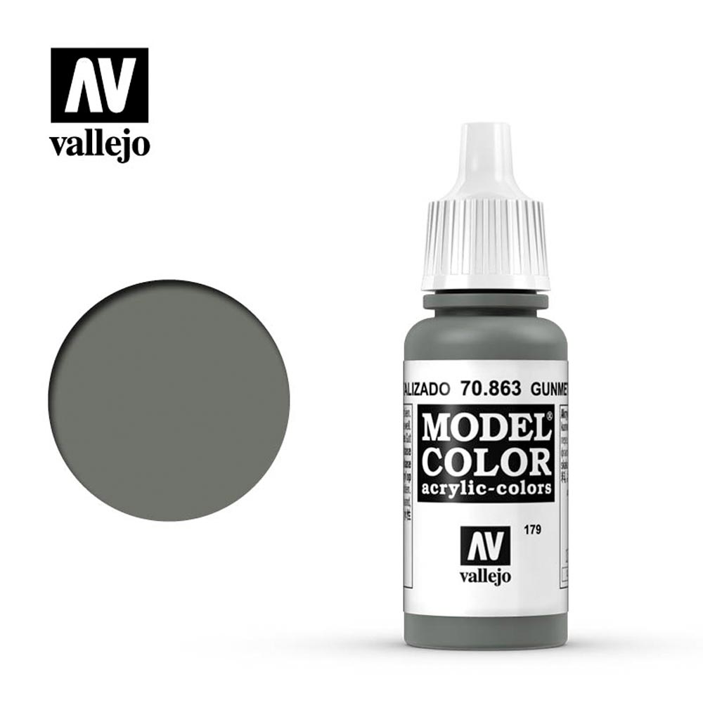 Vallejo 863 Model Colour Gunmetal Grey 18ml Paint Dropper Bottle