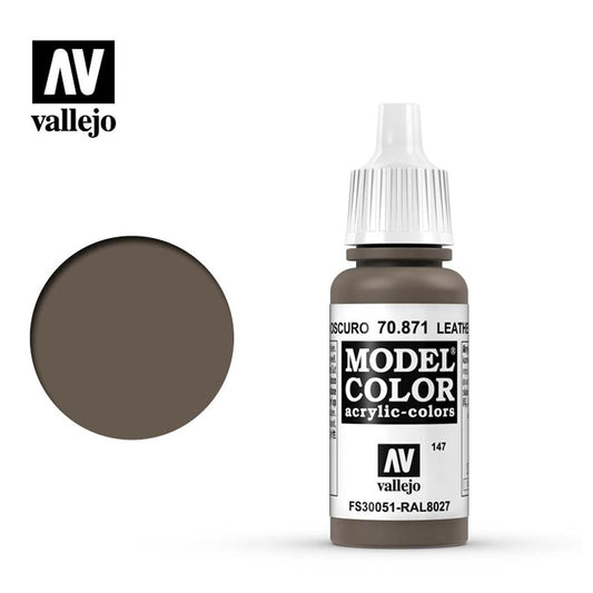 Vallejo 871 Model Colour Leather Brown 18ml Paint Dropper Bottle