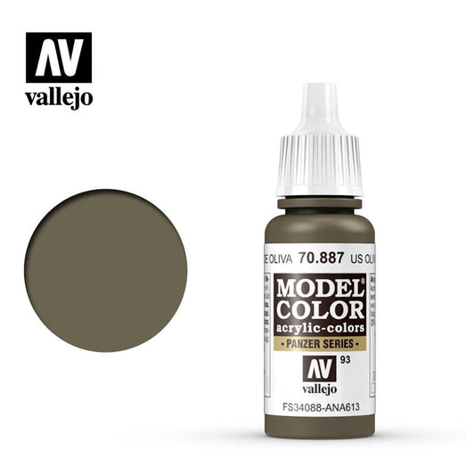 Vallejo 887 Model Colour US Olive Drab 18ml Paint Dropper Bottle