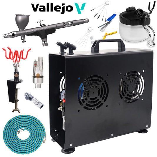 Vallejo Innovator 2-in-1 Airbrush 90001 Premium Compressor Bundle Kit