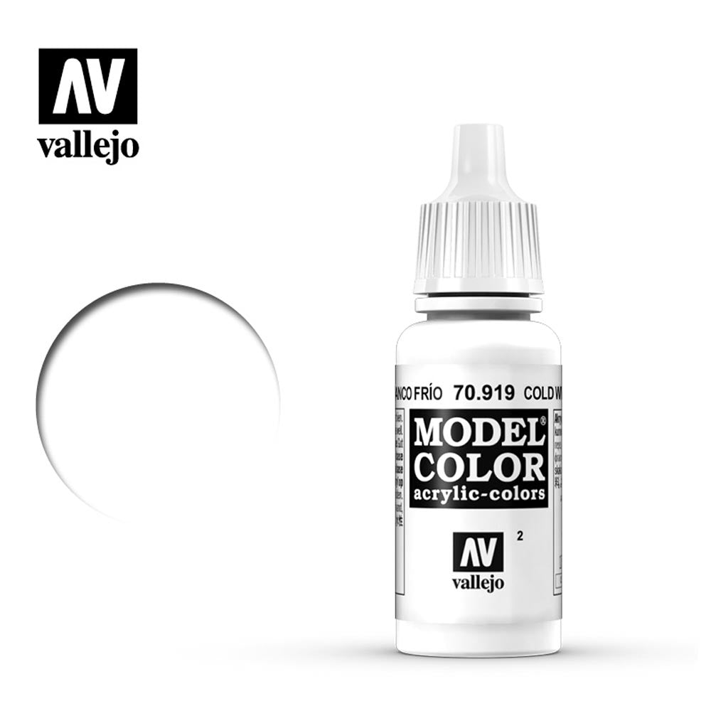 Vallejo 919 Model Colour Cold White 18ml Paint Dropper Bottle