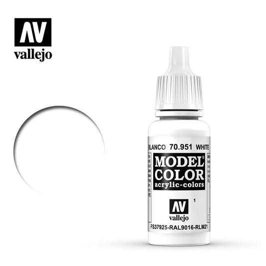Vallejo 951 Model Colour White 18ml Paint Dropper Bottle