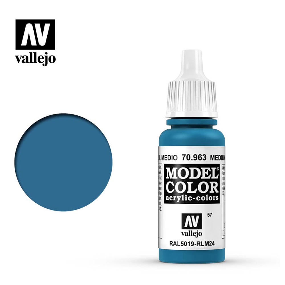 Vallejo 963 Model Colour Medium Blue 18ml Paint Dropper Bottle