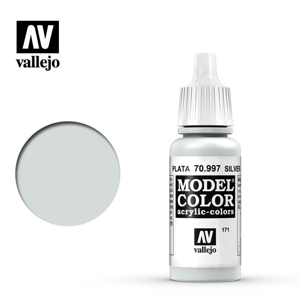 Vallejo 997 Model Colour Silver 18ml Paint Dropper Bottle