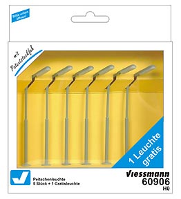 Viessmann 60906 Whip Street Light 100mm LED White Set (6) HO