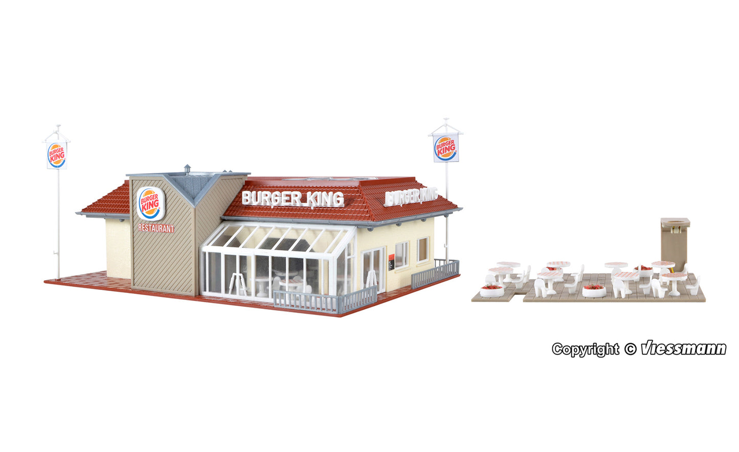 Vollmer 43632 Burger King Restaurant with Interior and LED Lighting Kit HO