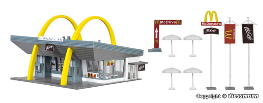 Vollmer 43634 McDonalds Drive-Thru Restaurant with Interior/Accs. Kit HO