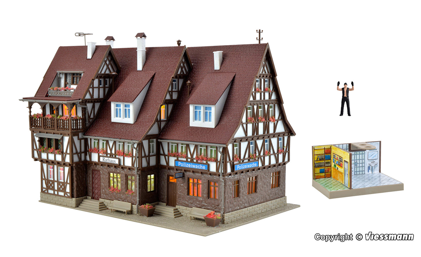 Vollmer 43693 City Hall/Police Station with Interior and LED Lighting Kit HO