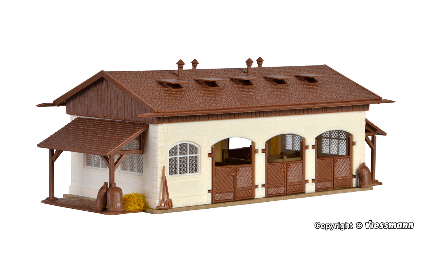 Vollmer 43790 Riding Stable with Paddock and Horses Kit HO