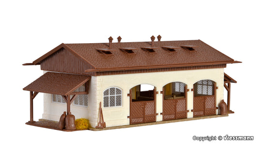 Vollmer 43790 Riding Stable with Paddock and Horses Kit HO