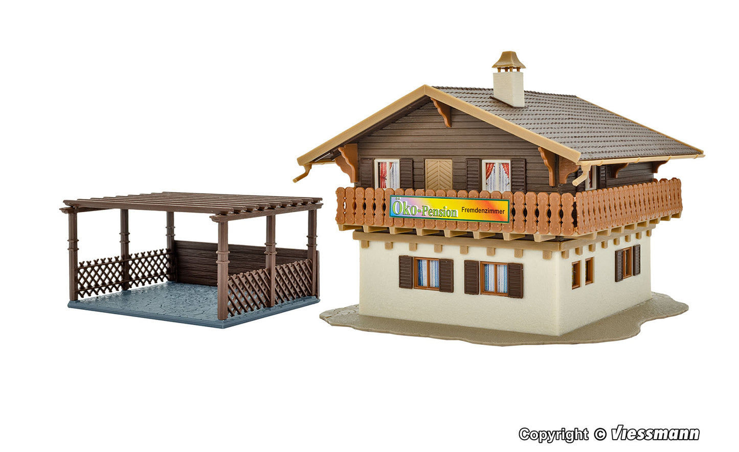 Vollmer 43961 Guest House with Car Port Kit HO