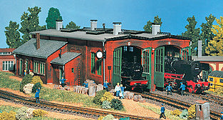 Vollmer 45752 Double Track Locomotive Shed with Door Lock Mechanism Kit HO