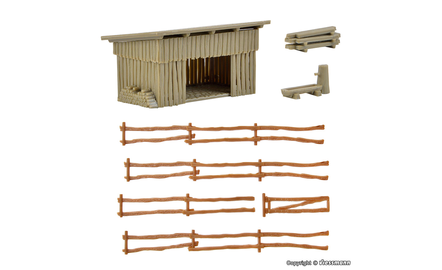 Vollmer 47716 Cattle Shelter with Fence Kit N Gauge
