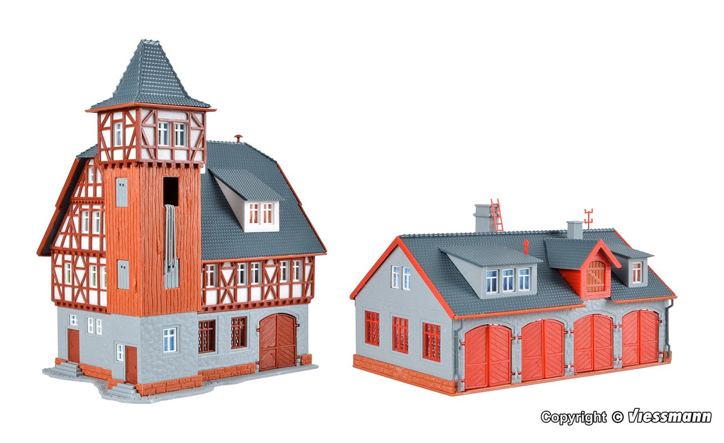 Vollmer 47780 Five Bay Fire Station Kit N Gauge