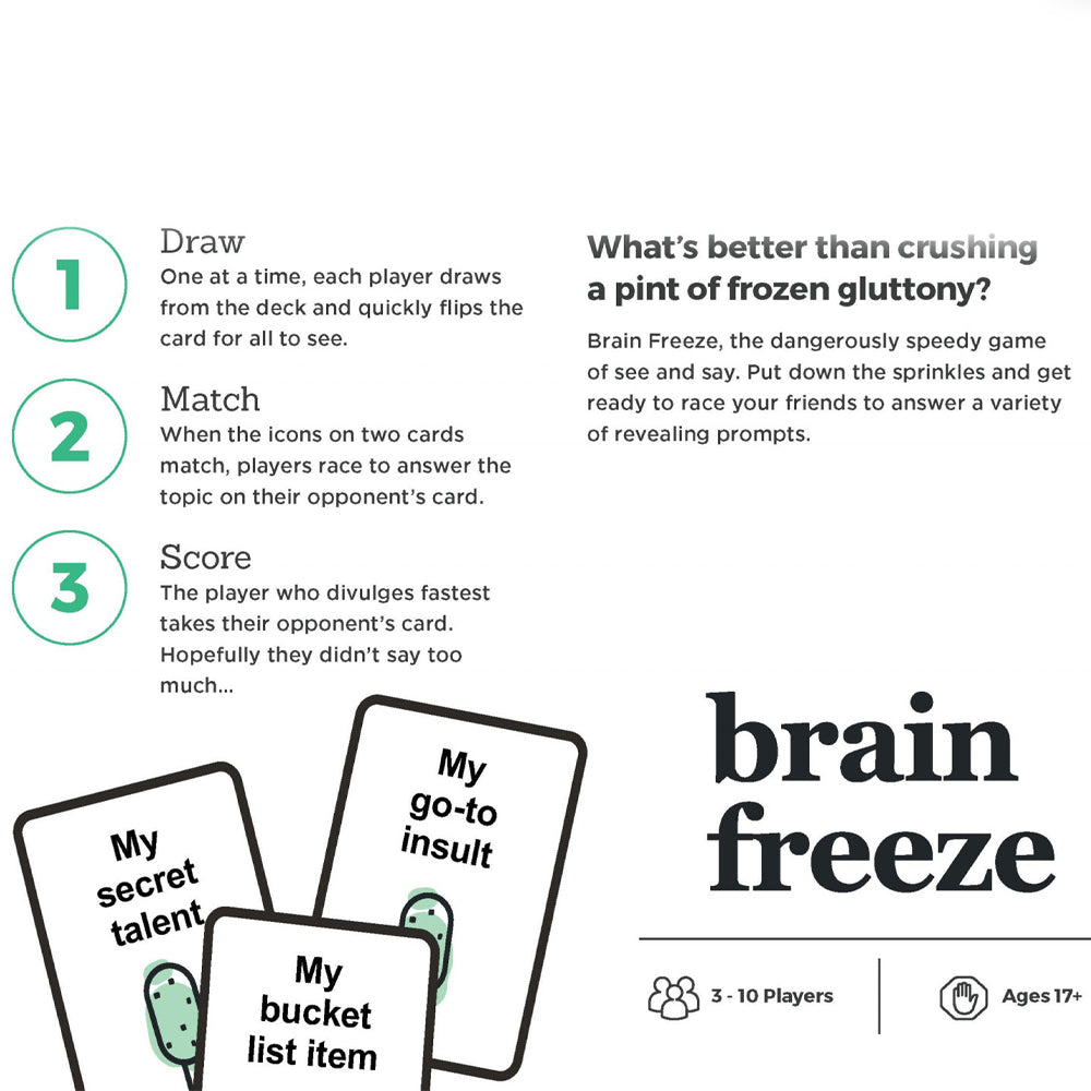 Brain Freeze NSFW - Adult Card Game Age 17+ 3-10 Players