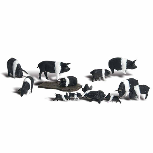 Woodland Scenics A1864 Hampshire Pigs HO OO Gauge Figures Landscaping