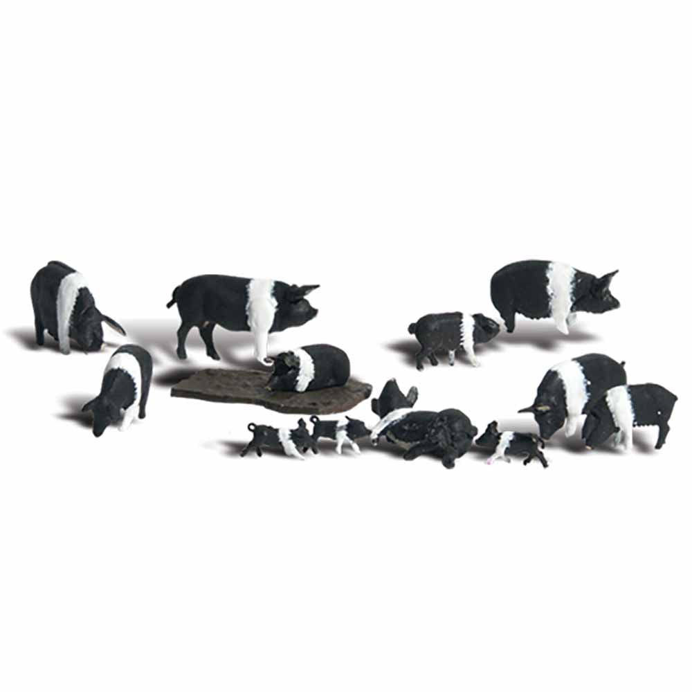 Woodland Scenics A1864 Hampshire Pigs HO OO Gauge Figures Landscaping