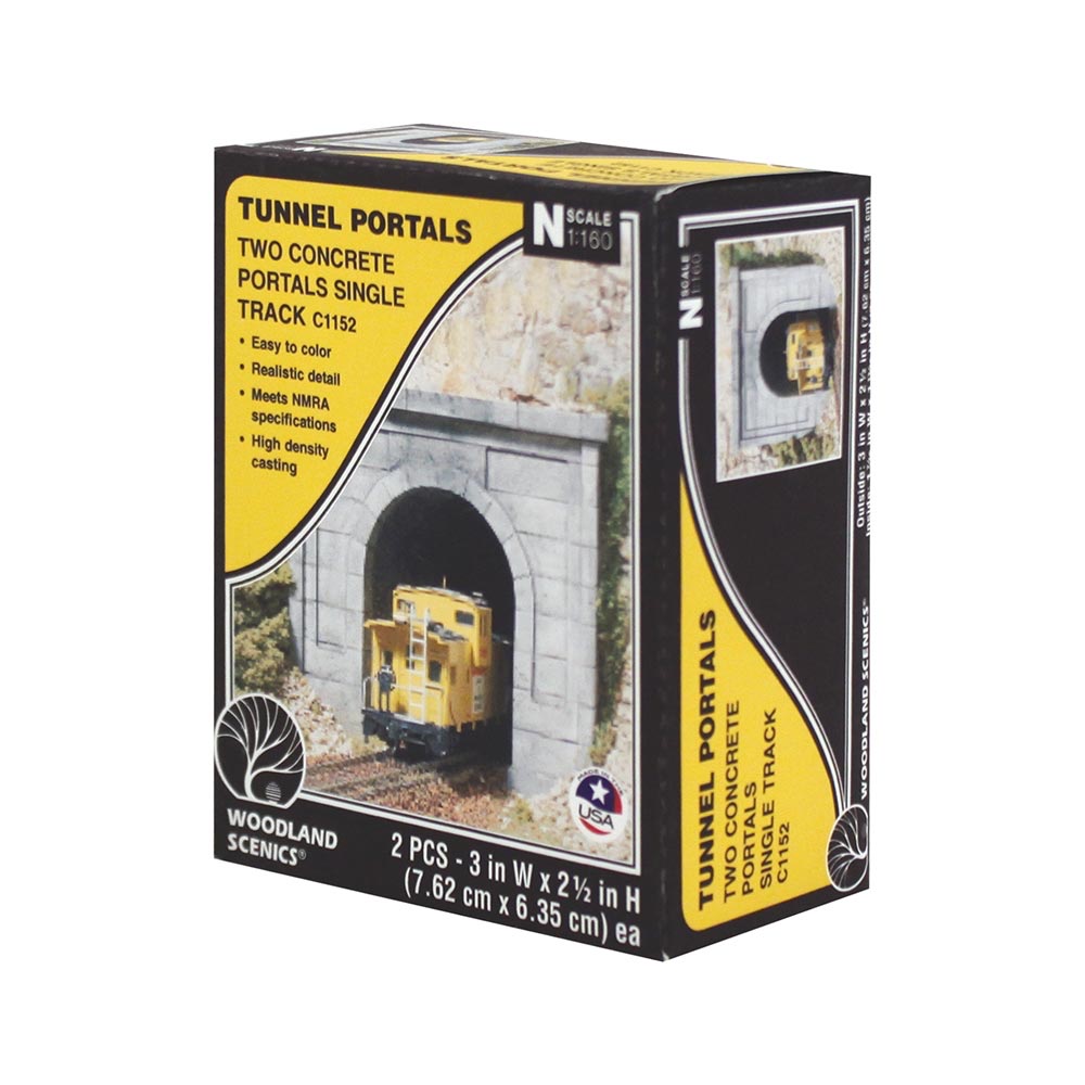 Woodland Scenics C1152 Concrete Single Tunnel Portal (x2) N Gauge Railway Landscaping Scenics