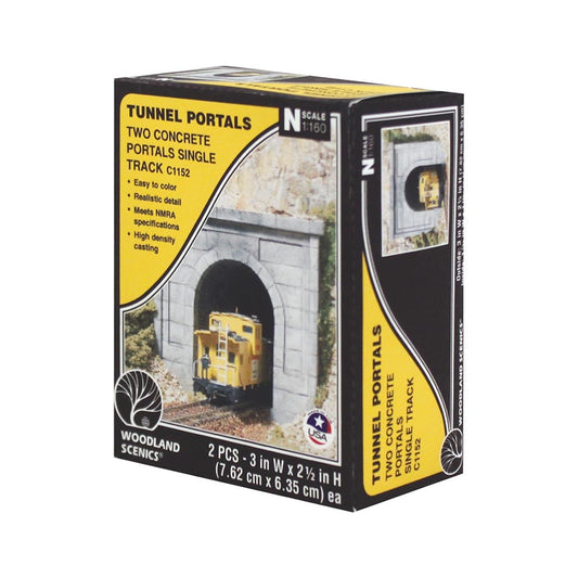 Woodland Scenics C1152 Concrete Single Tunnel Portal (x2) N Gauge Railway Landscaping Scenics