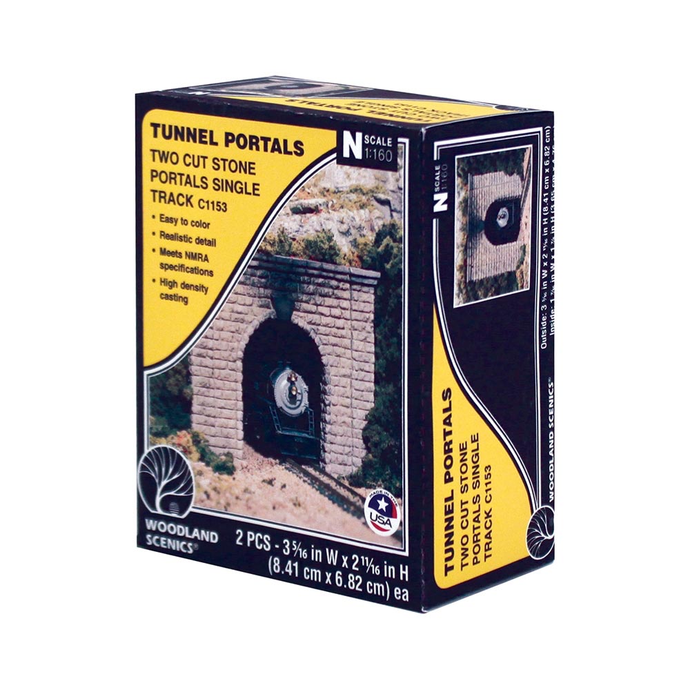 Woodland Scenics C1153 Cut Stone Single Tunnel Portal (x2) N Gauge Railway Landscaping Scenics