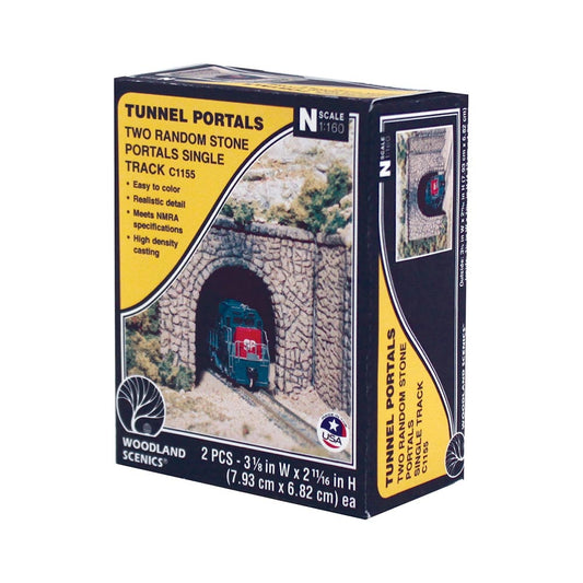 Woodland Scenics C1155 Random Stone Single Tunnel Portal (x2) N Gauge Railway Landscaping Scenics