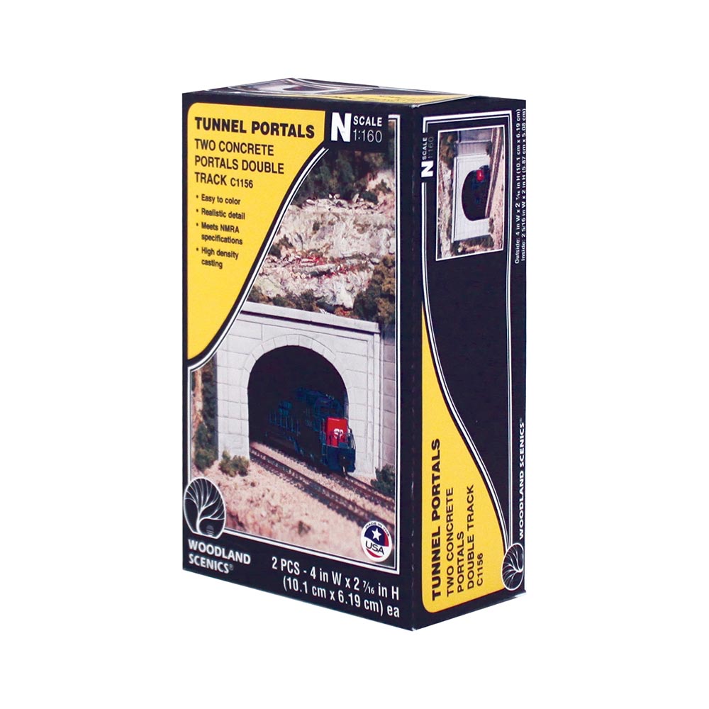Woodland Scenics C1156 Concrete Double Tunnel Portal (x2) N Gauge Railway Landscaping Scenics