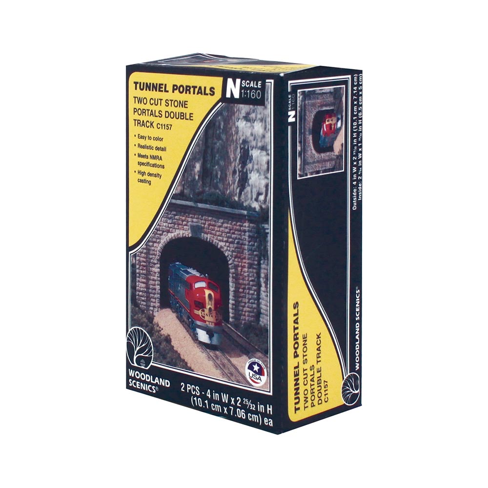 Woodland Scenics C1157 Cut Stone Double Tunnel Portal (x2) N Gauge Railway Landscaping Scenics
