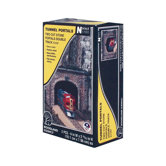 Woodland Scenics C1157 Cut Stone Double Tunnel Portal (x2) N Gauge Railway Landscaping Scenics