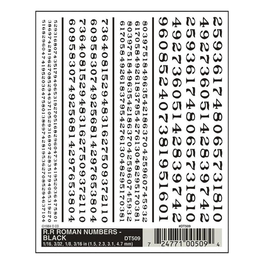 Woodland Scenics DT509 R.R. Roman Numbers - Black