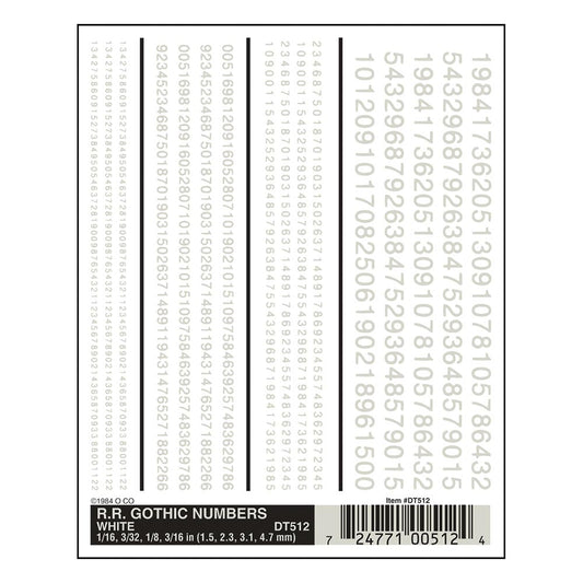 Woodland Scenics DT512 R.R. Gothic Numbers - White