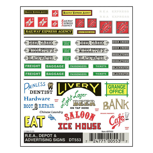 Woodland Scenics DT553 R.E.A., Depot & Advertising Signs