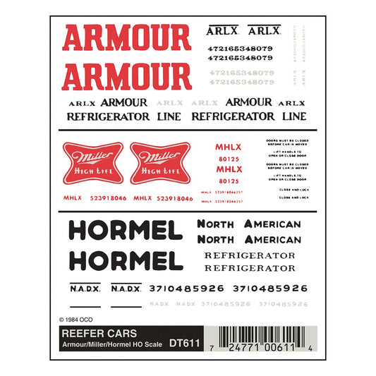 Woodland Scenics DT611 HO Reefer Cars - Armour/Miller/Hormel Tidy Track