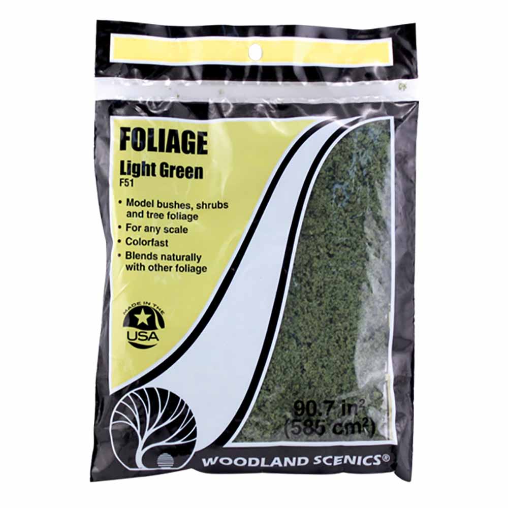 Woodland Scenics F51 Light Green Foliage Scenic Brush Foliage Flock Landscaping